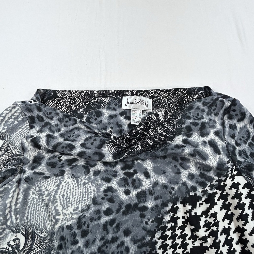 NEW Joseph Ribkoff Dress Womens Sz 14 Animal Print Black Grey 3/4 Sleeves $198 - Picture 4 of 13